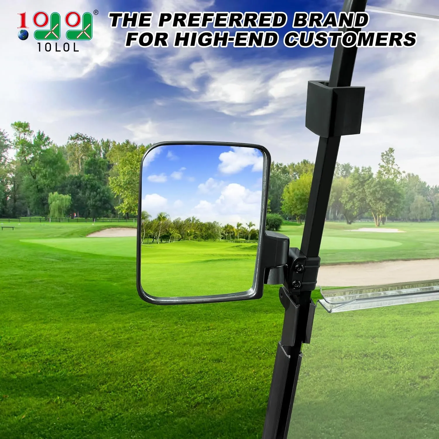 10L0L Golf Cart Mirror Side No Drilling Required, Folding Mirror Universal for Club Car, EZGO, Yamaha Golf Carts