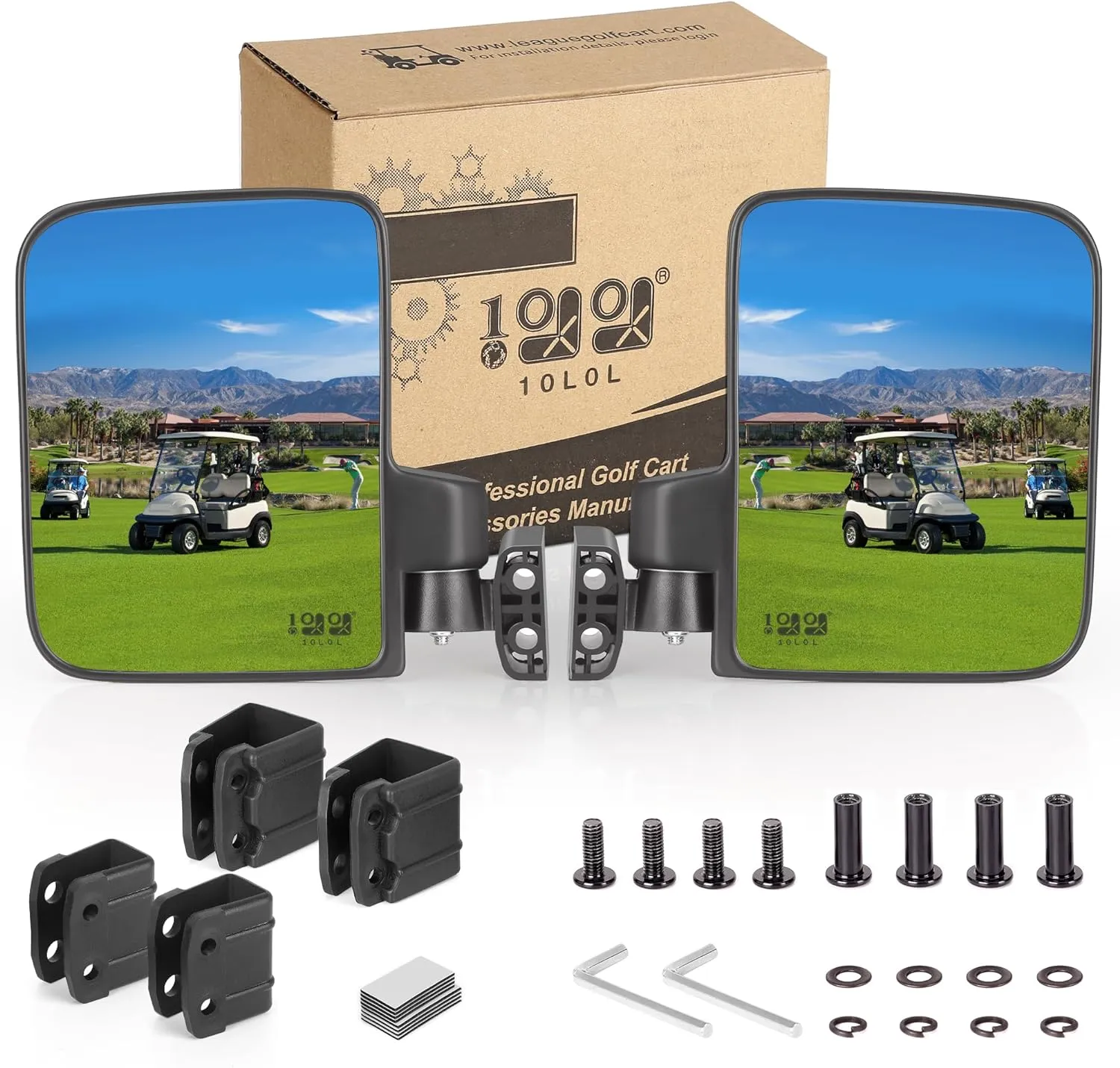 10L0L Golf Cart Mirror Side No Drilling Required, Folding Mirror Universal for Club Car, EZGO, Yamaha Golf Carts