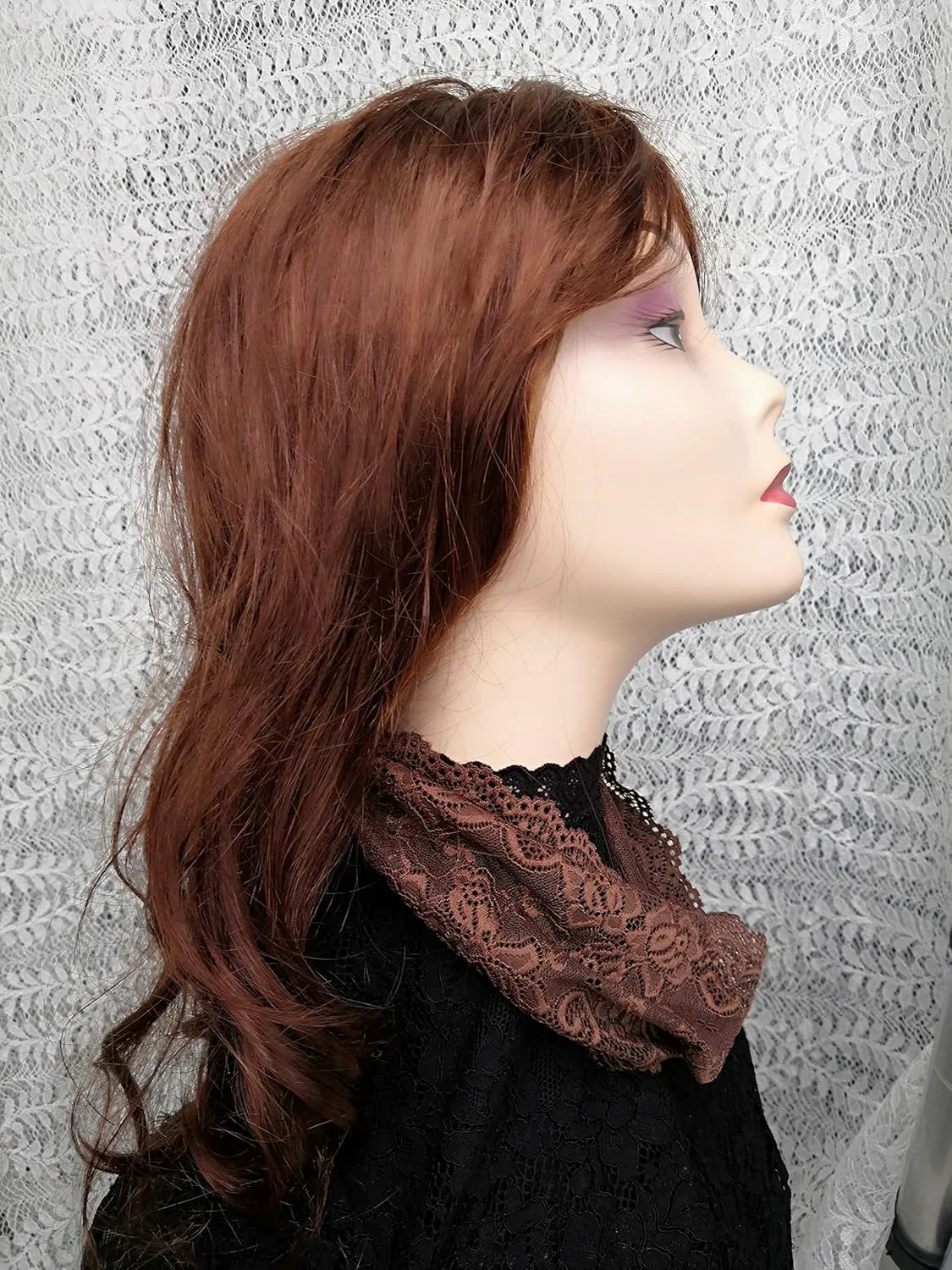 6'' Wide Lace Headbands for Women Headcovering Church Lace Headwrap for Women (Brown)