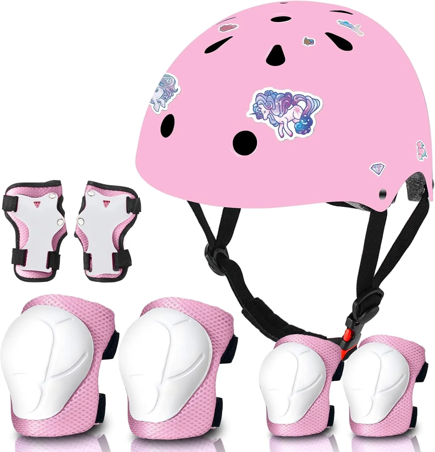 Adjustable Gradient Color Kids/Toddler Bike Helmet for 1-2-3-5-8-14 Years Boys Girls,Skateboard Helmet with Knee and Elbow Pads Wrist Guard Roller Skates,Cycling,Skating Scooter Longboard