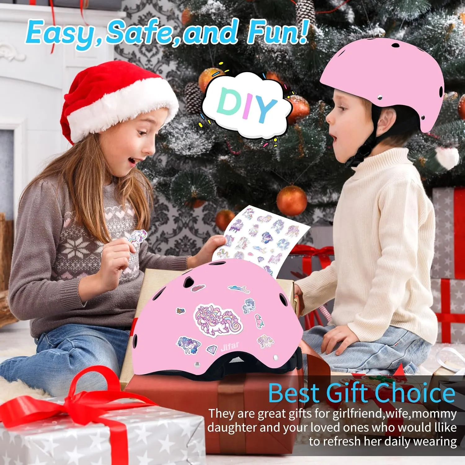 Adjustable Gradient Color Kids/Toddler Bike Helmet for 1-2-3-5-8-14 Years Boys Girls,Skateboard Helmet with Knee and Elbow Pads Wrist Guard Roller Skates,Cycling,Skating Scooter Longboard