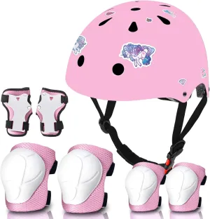 Adjustable Gradient Color Kids/Toddler Bike Helmet for 1-2-3-5-8-14 Years Boys Girls,Skateboard Helmet with Knee and Elbow Pads Wrist Guard Roller Skates,Cycling,Skating Scooter Longboard