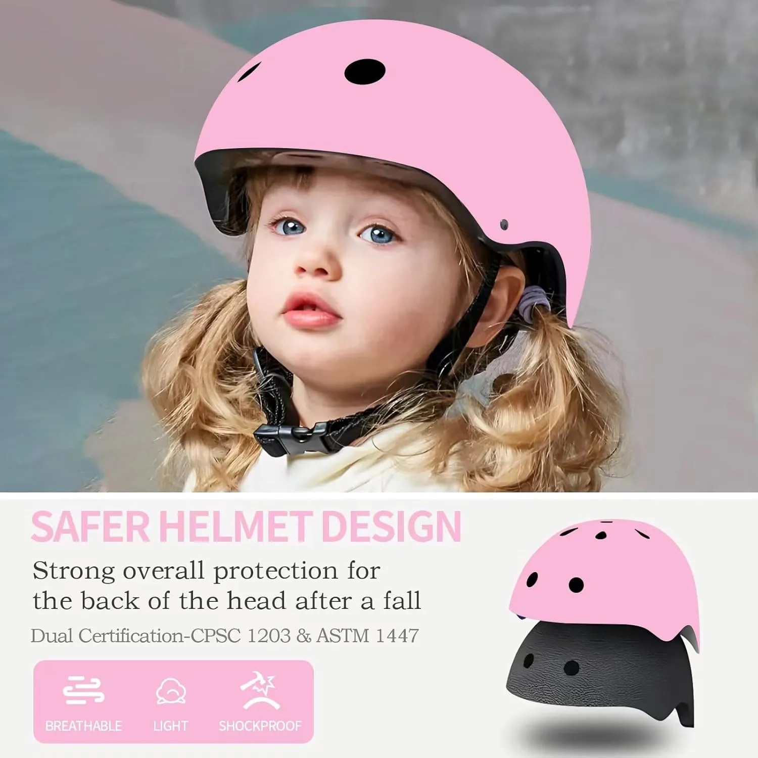 Adjustable Gradient Color Kids/Toddler Bike Helmet for 1-2-3-5-8-14 Years Boys Girls,Skateboard Helmet with Knee and Elbow Pads Wrist Guard Roller Skates,Cycling,Skating Scooter Longboard