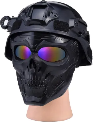 Airsoft Tactical Helmet, Full Face Mask for Men, Paintball Helmet, NVG Mount and Side Rails, Adjustable Strap - Complete Tactical Gear for Cosplay and Movie Props