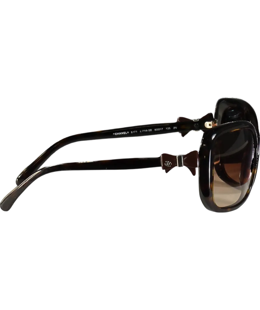 Chanel 5171 Tortoise / Black CC Bow Sunglasses In Case