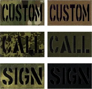 Custom Call Sign Patch, IR Infrared Reflective Patch with Hook Loop Fastener