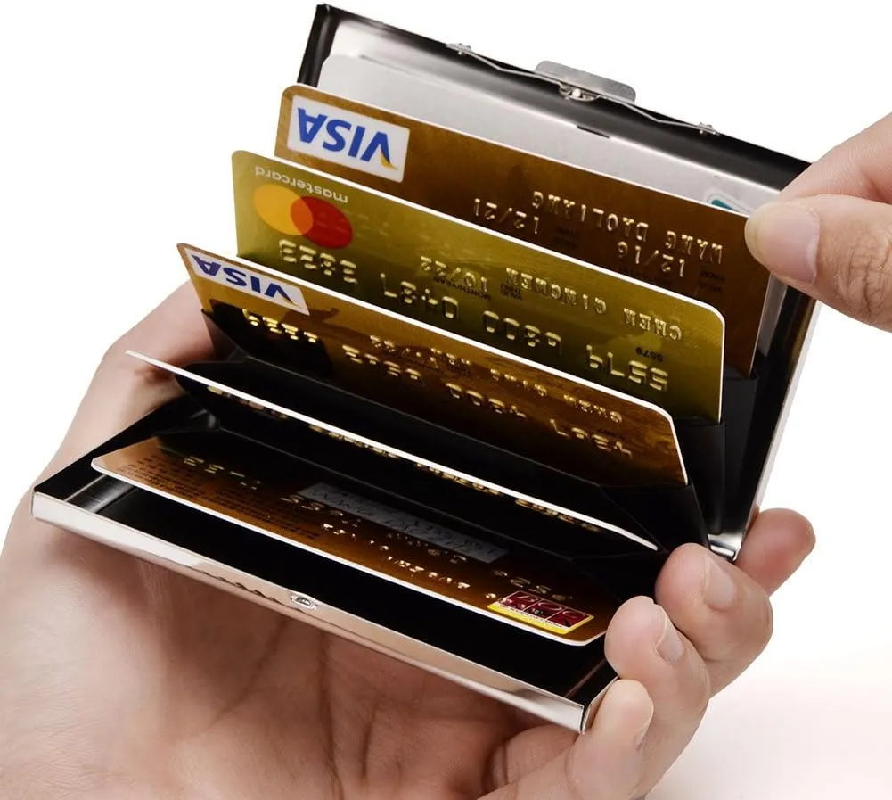 EASTNIGHTS Credit Card Holder Stainless Steel Credit Card Case Metal ID Card Holder RFID Wallets Business Card Holder for Women or Men