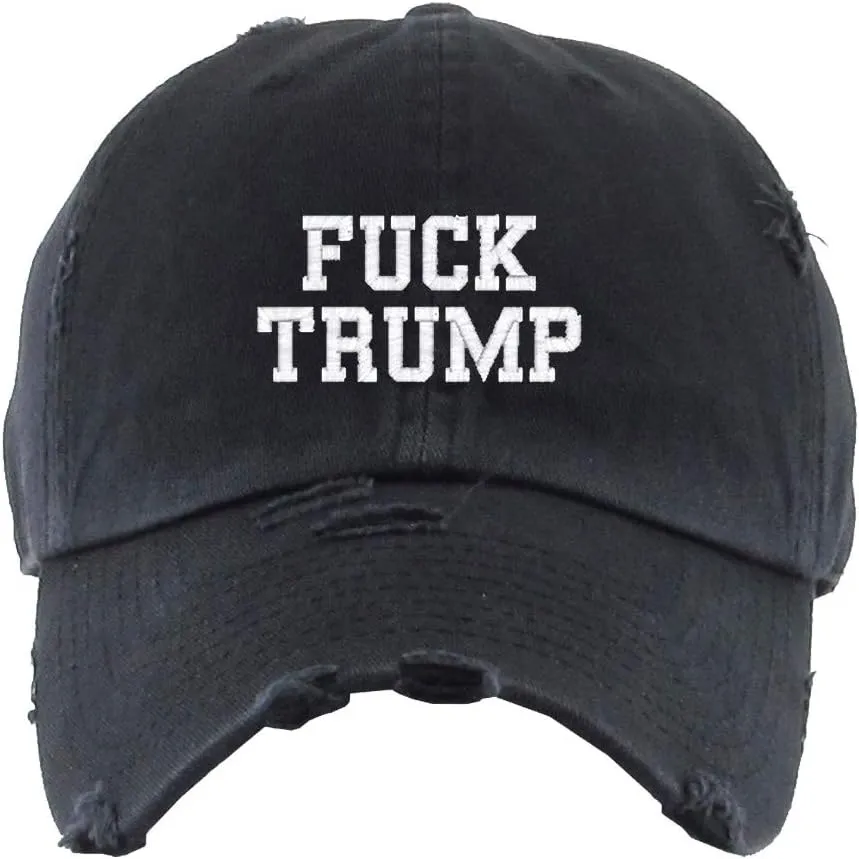 Fuck Trump Vintage Baseball Cap Embroidered Cotton Adjustable Distressed Dad Hat