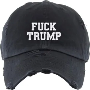 Fuck Trump Vintage Baseball Cap Embroidered Cotton Adjustable Distressed Dad Hat