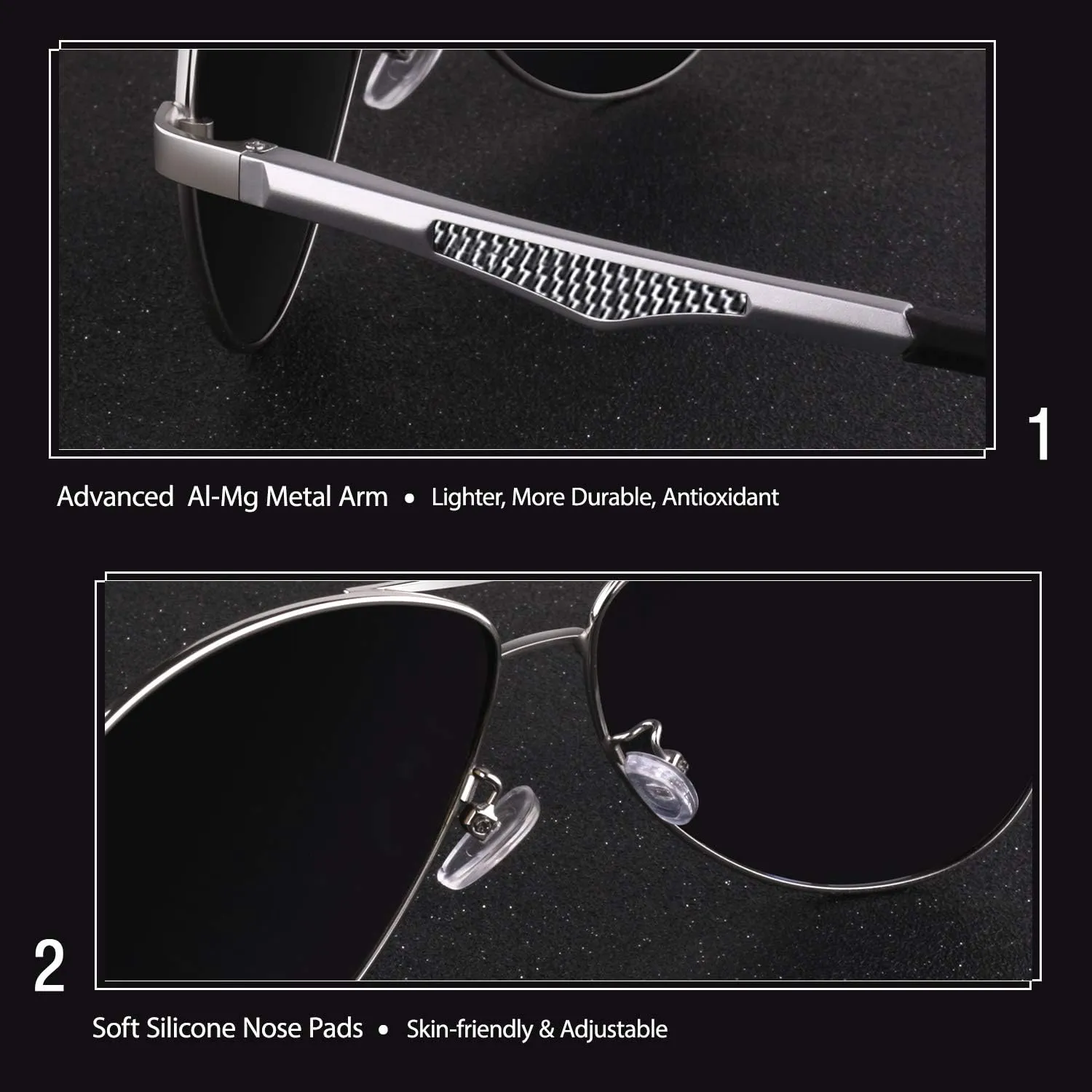 GQUEEN Classic Military Style Pilot Polarized Sunglasses Spring Hinges Al-Mg for mens womens MOS1