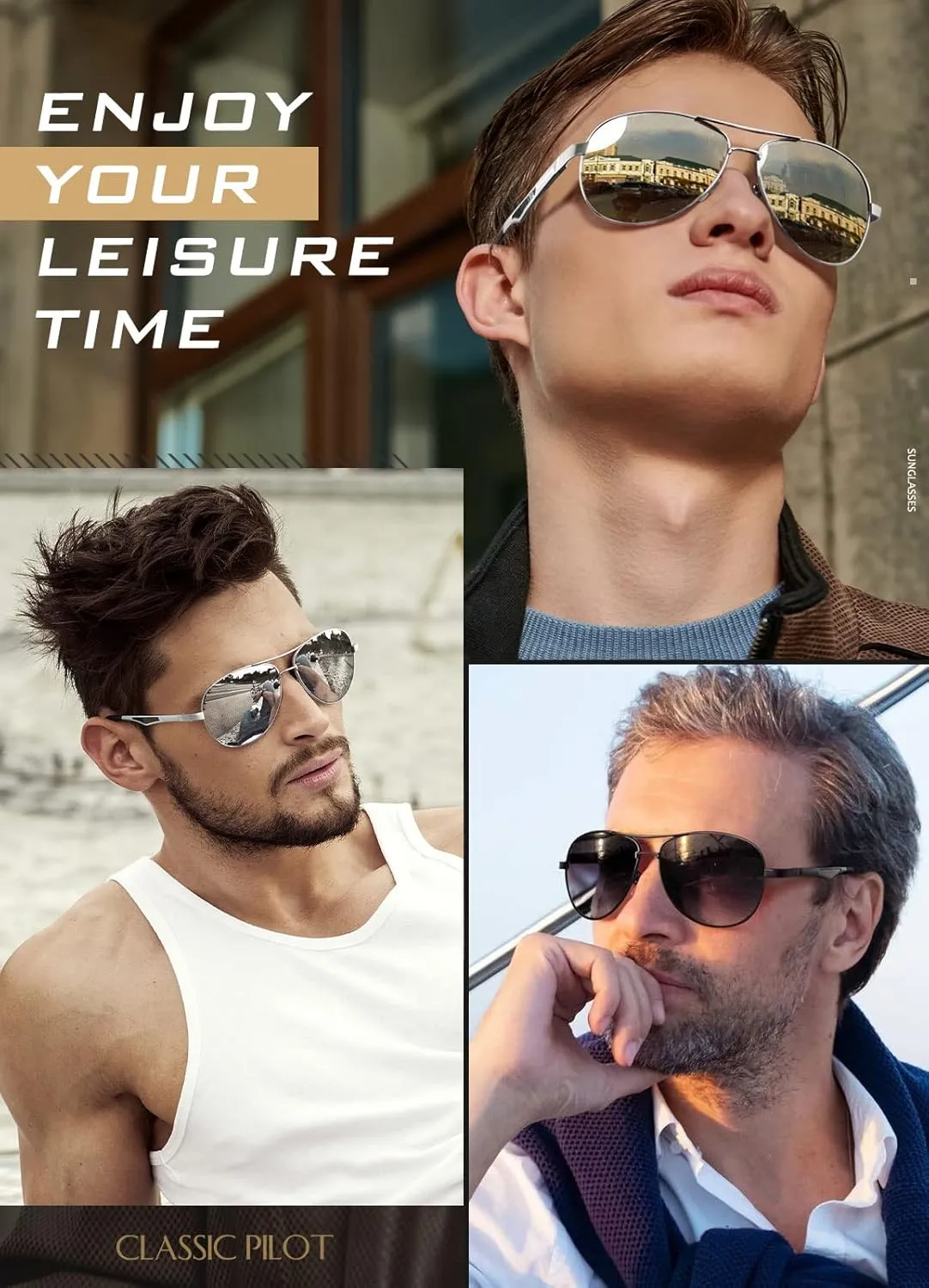 GQUEEN Classic Military Style Pilot Polarized Sunglasses Spring Hinges Al-Mg for mens womens MOS1