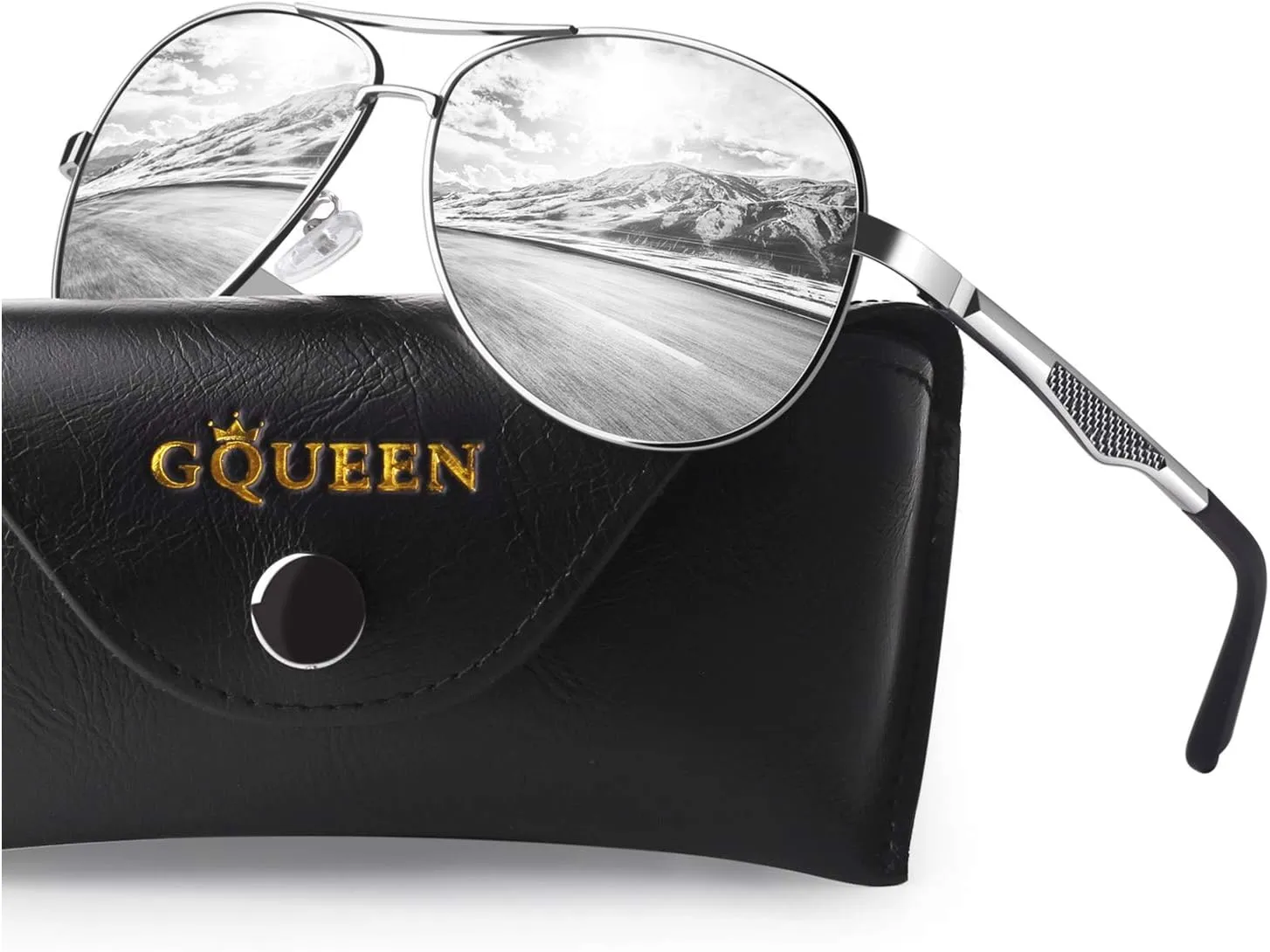 GQUEEN Classic Military Style Pilot Polarized Sunglasses Spring Hinges Al-Mg for mens womens MOS1