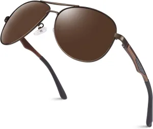 GQUEEN Classic Military Style Pilot Polarized Sunglasses Spring Hinges Al-Mg for mens womens MOS1