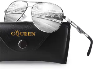 GQUEEN Classic Military Style Pilot Polarized Sunglasses Spring Hinges Al-Mg for mens womens MOS1