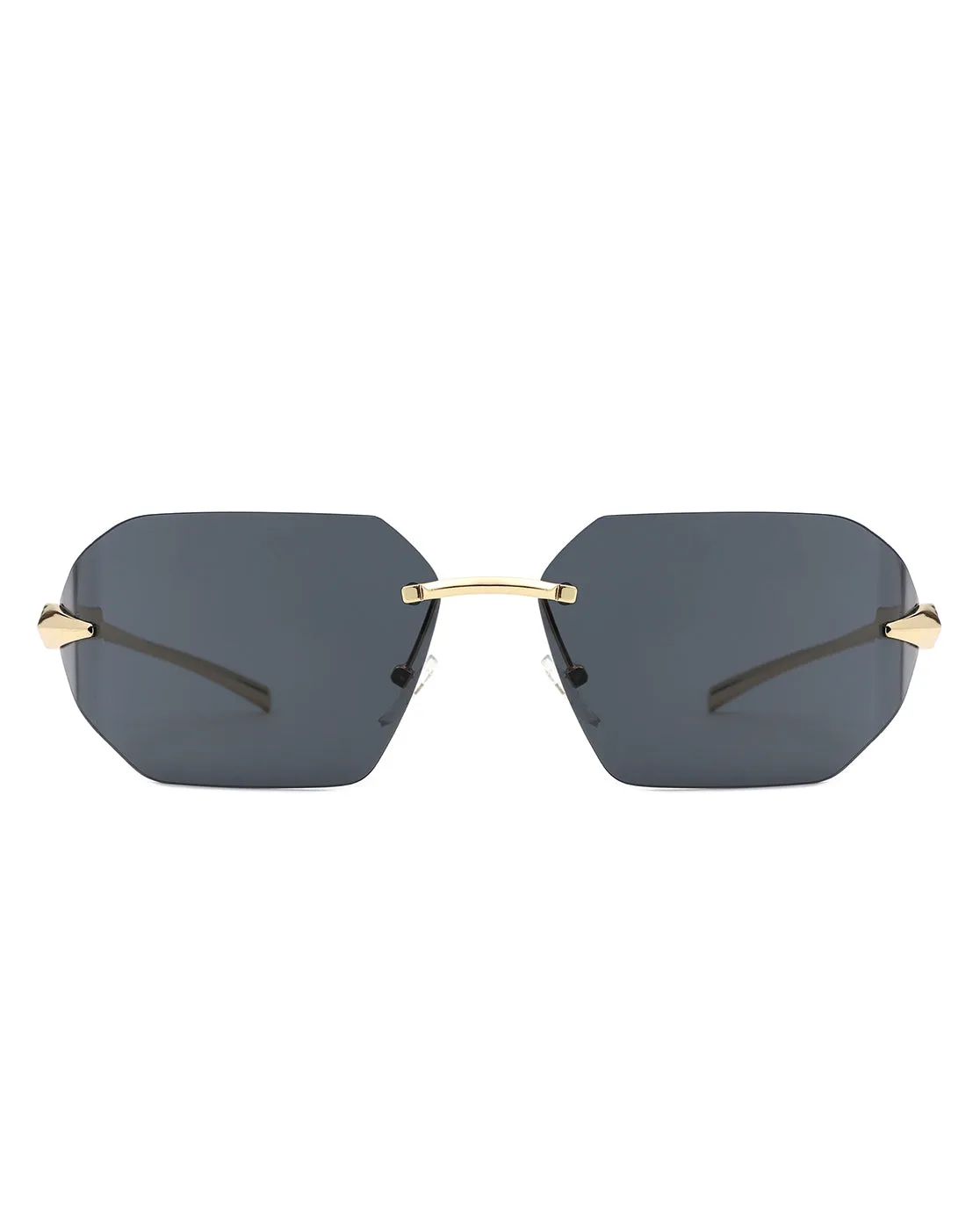 Iaclington - Rimless Wrap Around Square Frame Sunglasses