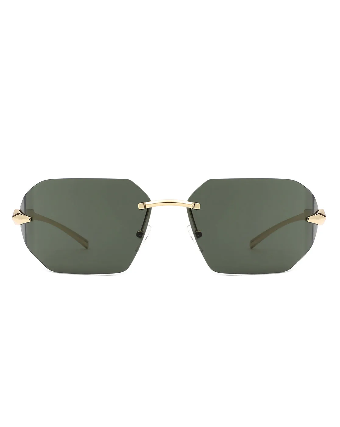 Iaclington - Rimless Wrap Around Square Frame Sunglasses