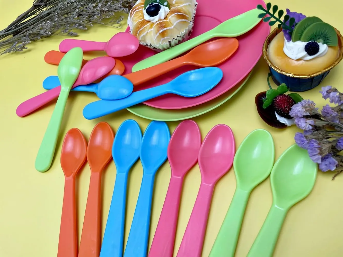 Jawbush 16 Pcs Kids Plastic Spoons, Reusable Toddler Utensils Kids Silverware Set with Bright Colors, Ideal for Travel School Lunch Box or Camping, BPA Free Kids Utensils Also for Adults