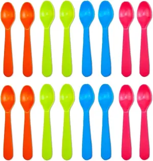 Jawbush 16 Pcs Kids Plastic Spoons, Reusable Toddler Utensils Kids Silverware Set with Bright Colors, Ideal for Travel School Lunch Box or Camping, BPA Free Kids Utensils Also for Adults