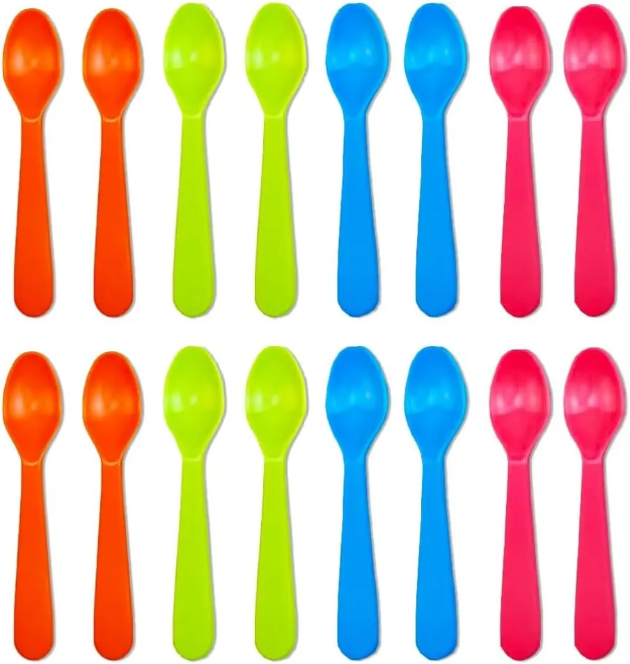 Jawbush 16 Pcs Kids Plastic Spoons, Reusable Toddler Utensils Kids Silverware Set with Bright Colors, Ideal for Travel School Lunch Box or Camping, BPA Free Kids Utensils Also for Adults