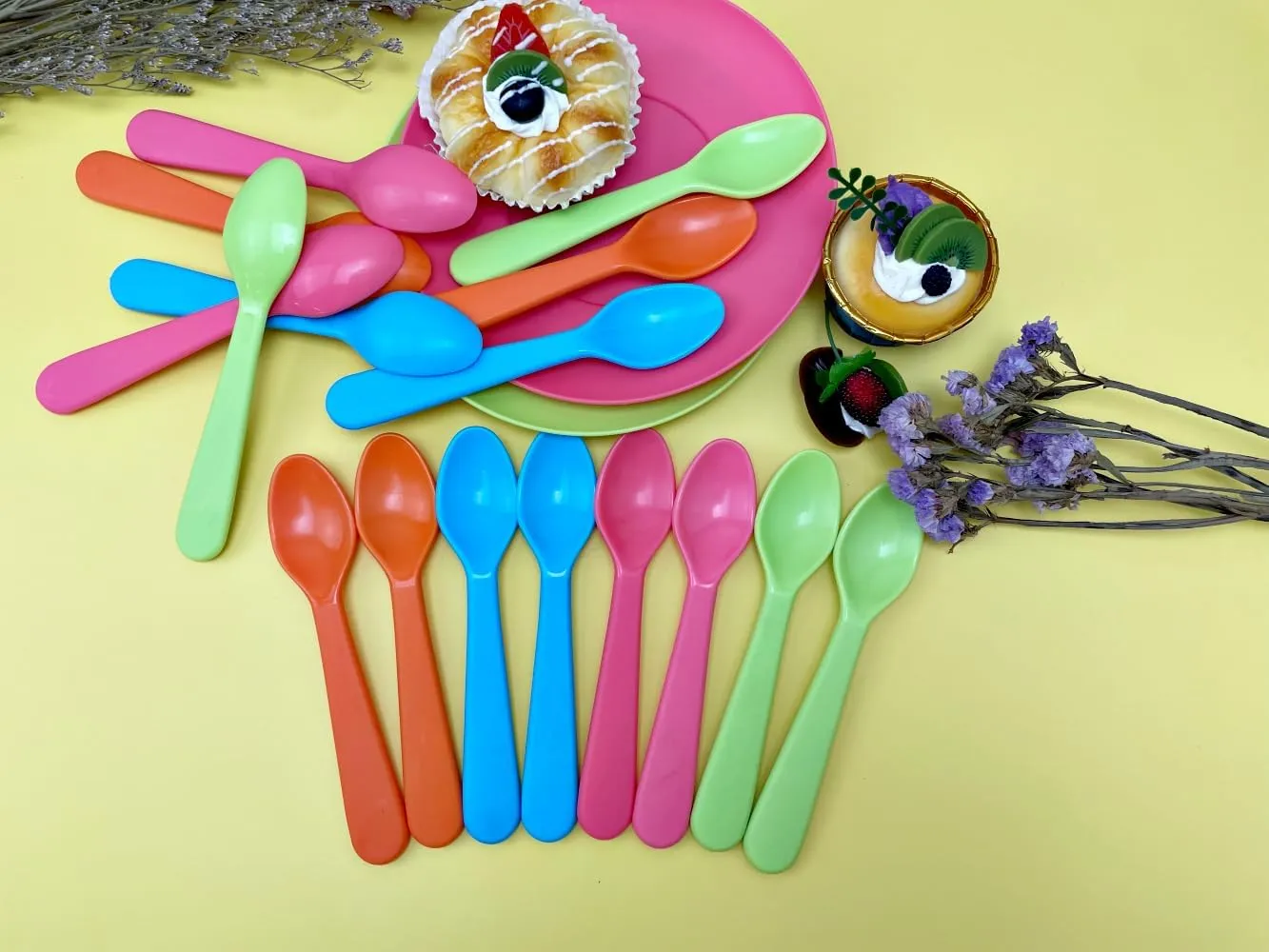 Jawbush 16 Pcs Kids Plastic Spoons, Reusable Toddler Utensils Kids Silverware Set with Bright Colors, Ideal for Travel School Lunch Box or Camping, BPA Free Kids Utensils Also for Adults