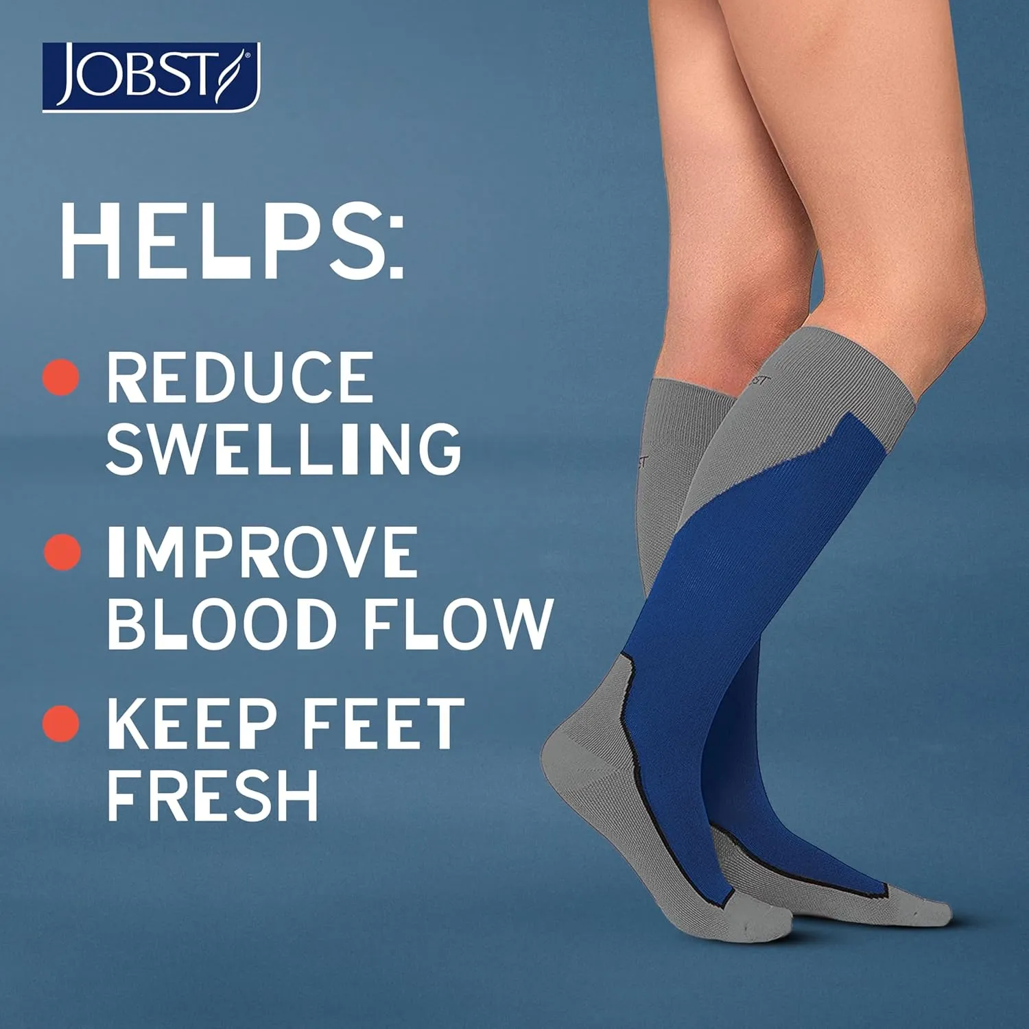 JOBST Sport Knee High 15-20 mmHg Compression Socks, White/Grey, X-Large