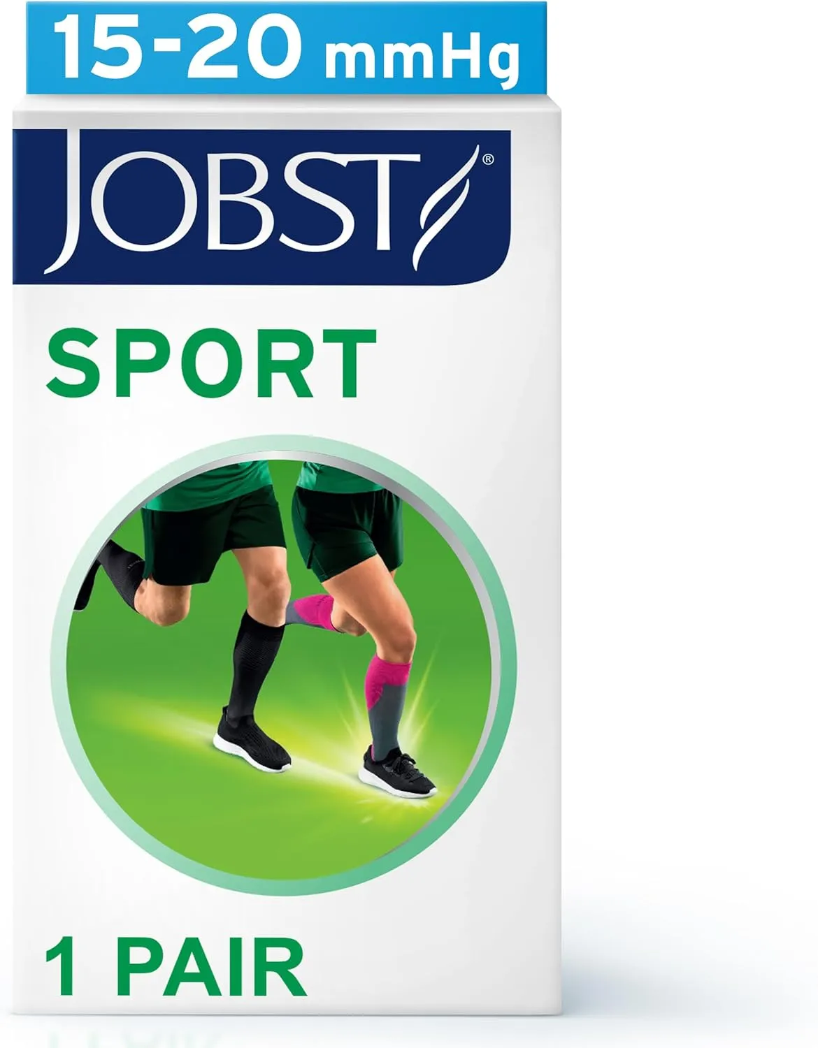 JOBST Sport Knee High 15-20 mmHg Compression Socks, White/Grey, X-Large