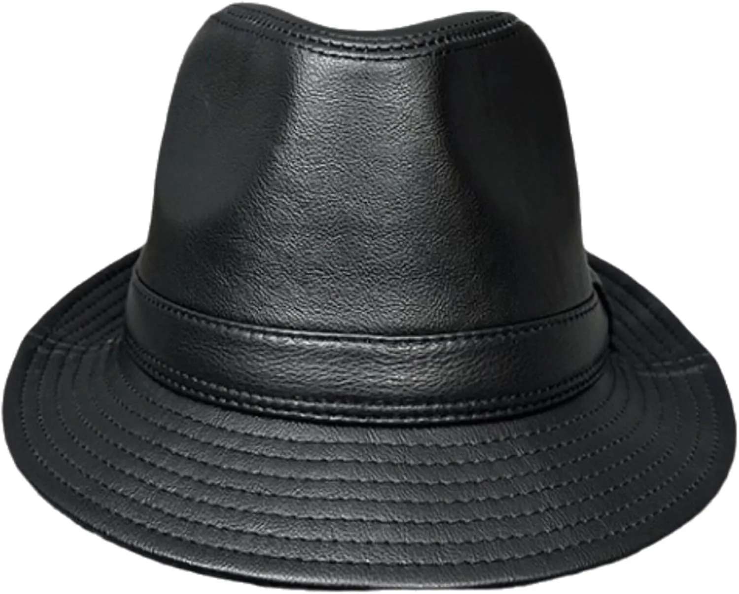 Leather Hat for Men Vintage Trilby Fedora Hat Classic Jazz Hat