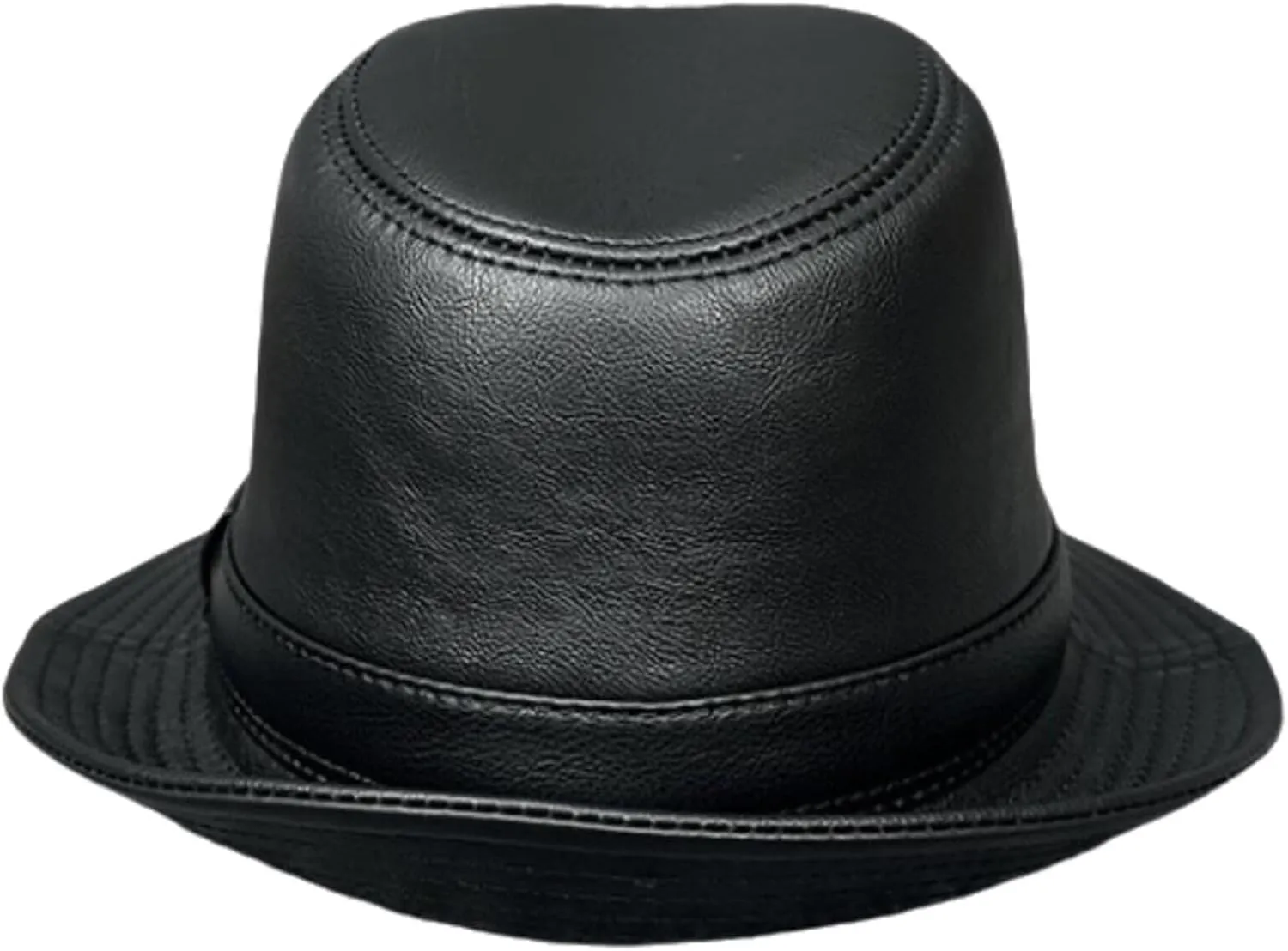 Leather Hat for Men Vintage Trilby Fedora Hat Classic Jazz Hat