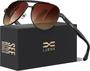 LUENX Aviator Sunglasses for Men Polarized Trendy Shades Driving UV 400 Protection