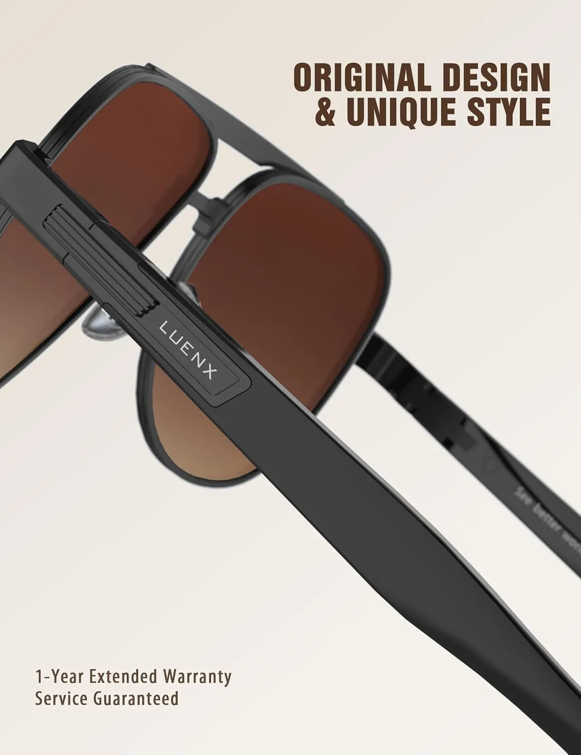 LUENX Aviator Sunglasses for Men Polarized Trendy Shades Driving UV 400 Protection