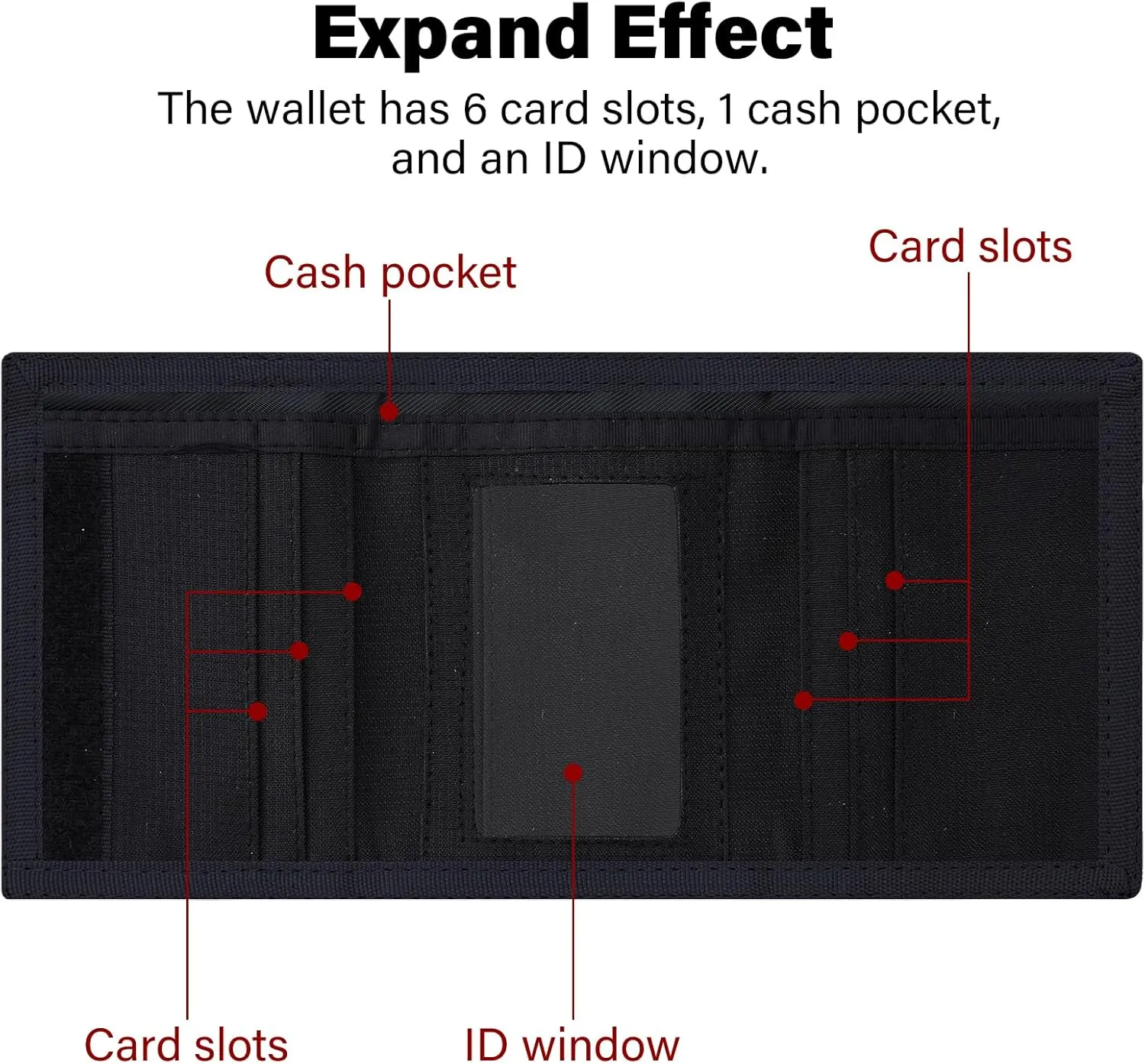 Mens Nylon Trifold RFID Wallet with ID Window, Slim Security Wallet for Card Cash Holder, Modern Fashion Stylish Wallet Gifts for Teen Boys and Men, One Size -Black