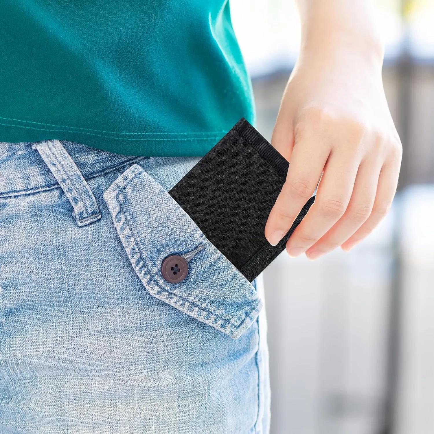 Mens Nylon Trifold RFID Wallet with ID Window, Slim Security Wallet for Card Cash Holder, Modern Fashion Stylish Wallet Gifts for Teen Boys and Men, One Size -Black