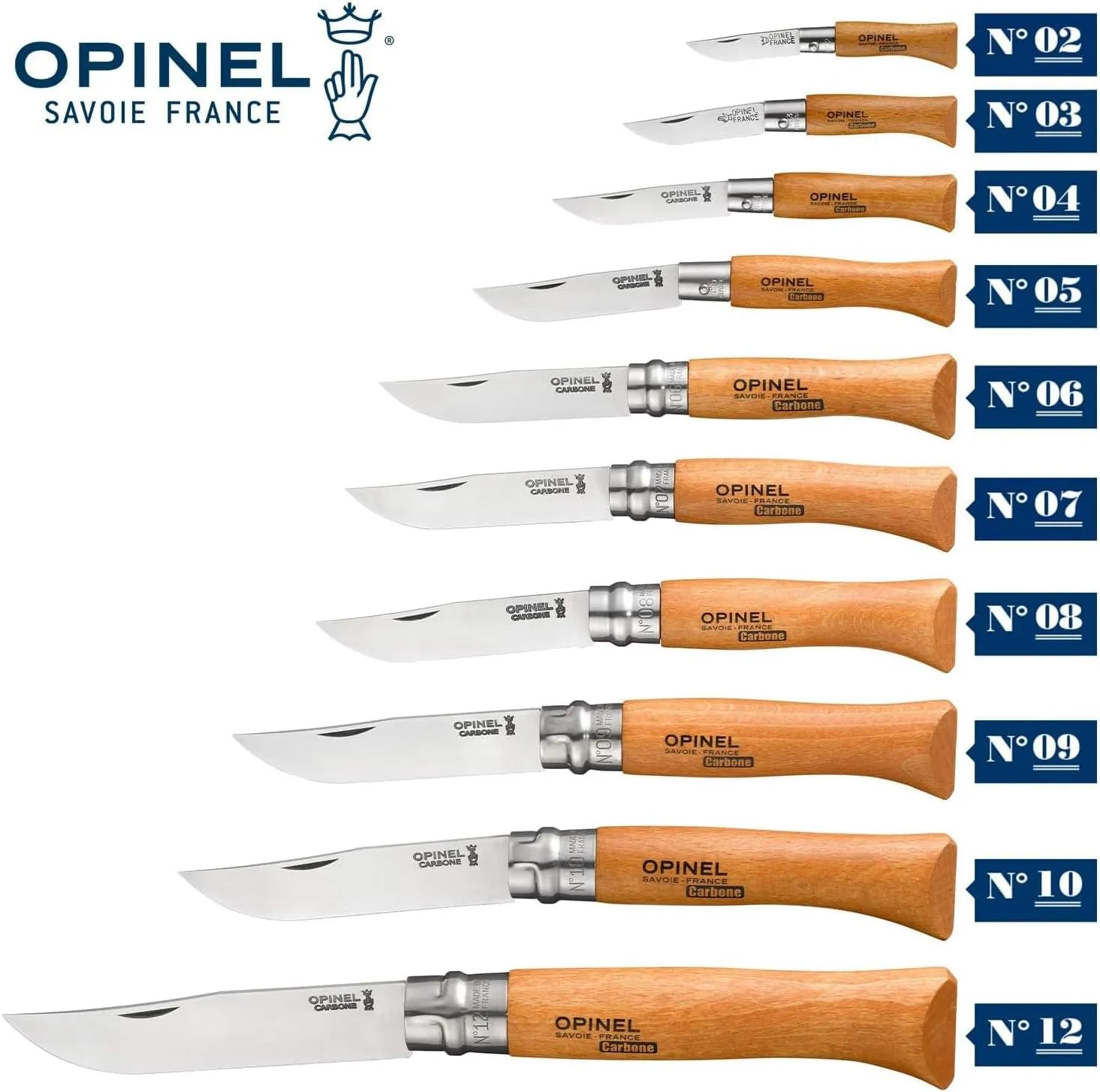 Opinel No.08 Carbon Steel Folding Pocket Knife with Beechwood Handle, Brown (2540089)