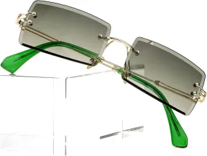 PORADAY Rectangle Sunglasses for Women Men Vintage Rimless Square Sun Glasses Candy Color