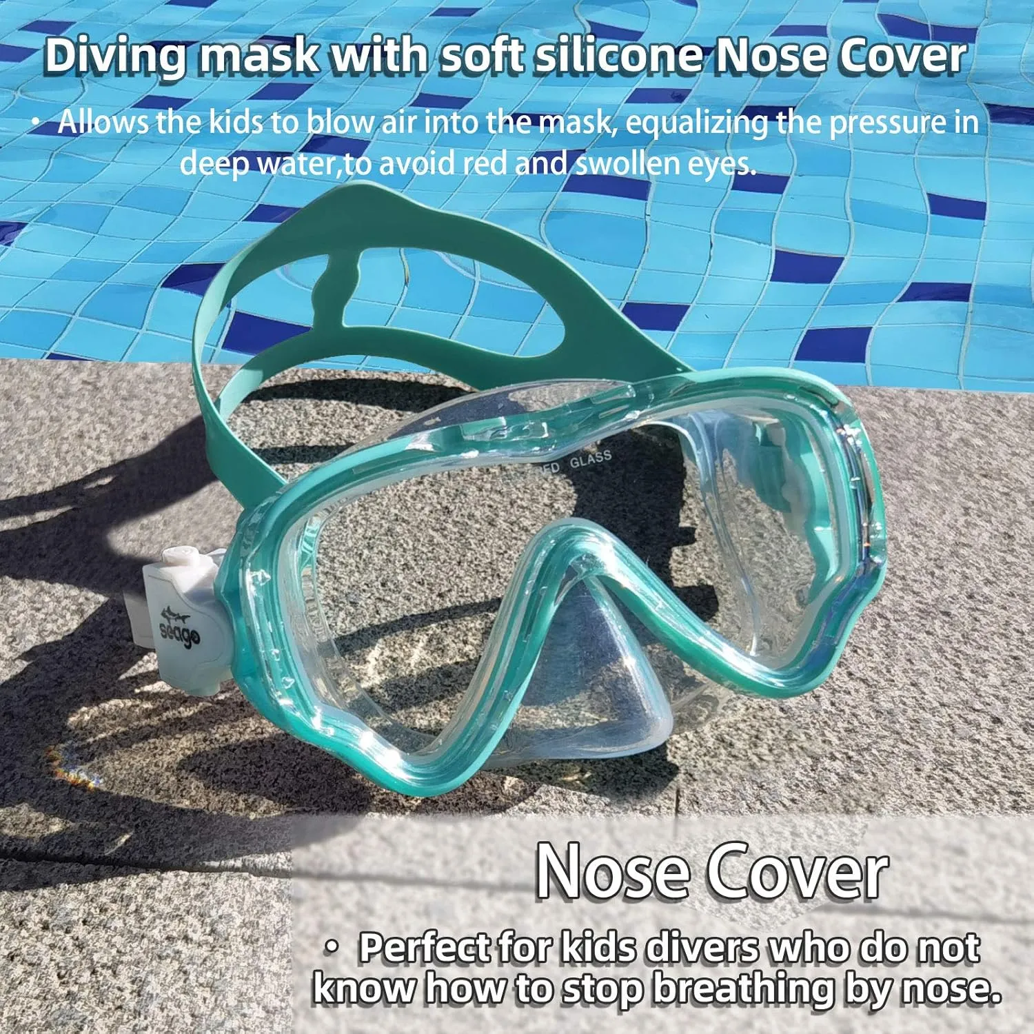 Seago Kids Swim Goggles Snorkel Diving Mask for Youth(5-15), Anti-Fog 180 Clear View