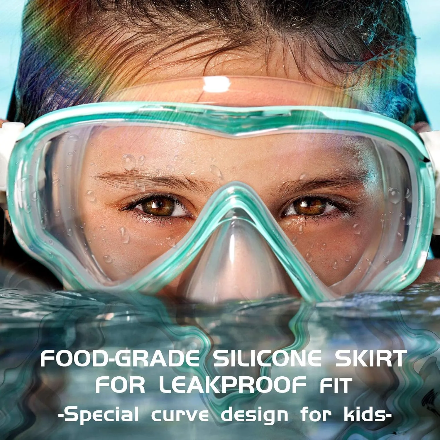 Seago Kids Swim Goggles Snorkel Diving Mask for Youth(5-15), Anti-Fog 180 Clear View