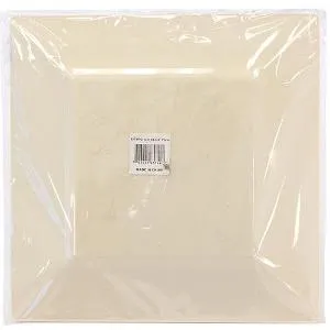 Squares - Cream 10.75" Square Plastic Dinner Plates (Case Qty: 120)