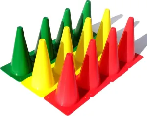 Stoplight Cones  Set of 12 / Red, Yellow, Green