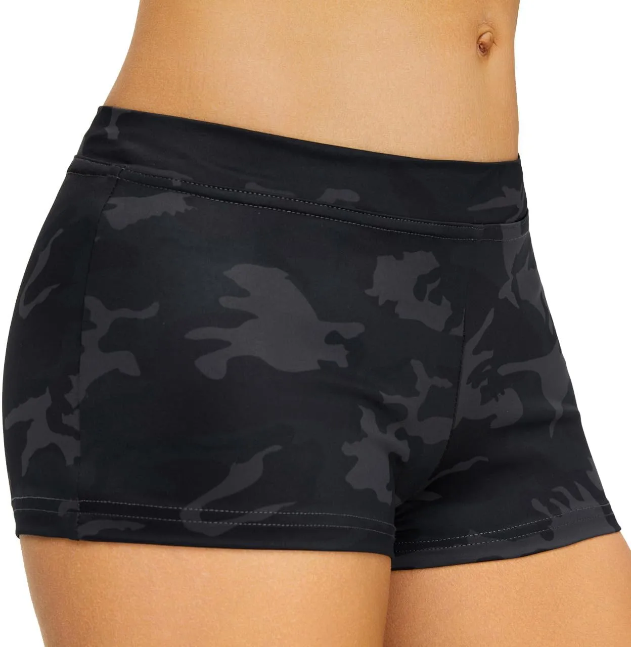 SUPRNOWA Boy Cut Low Rise Booty Shorts - Spandex Active Dance Yoga Workout Fitness Shorts for Women