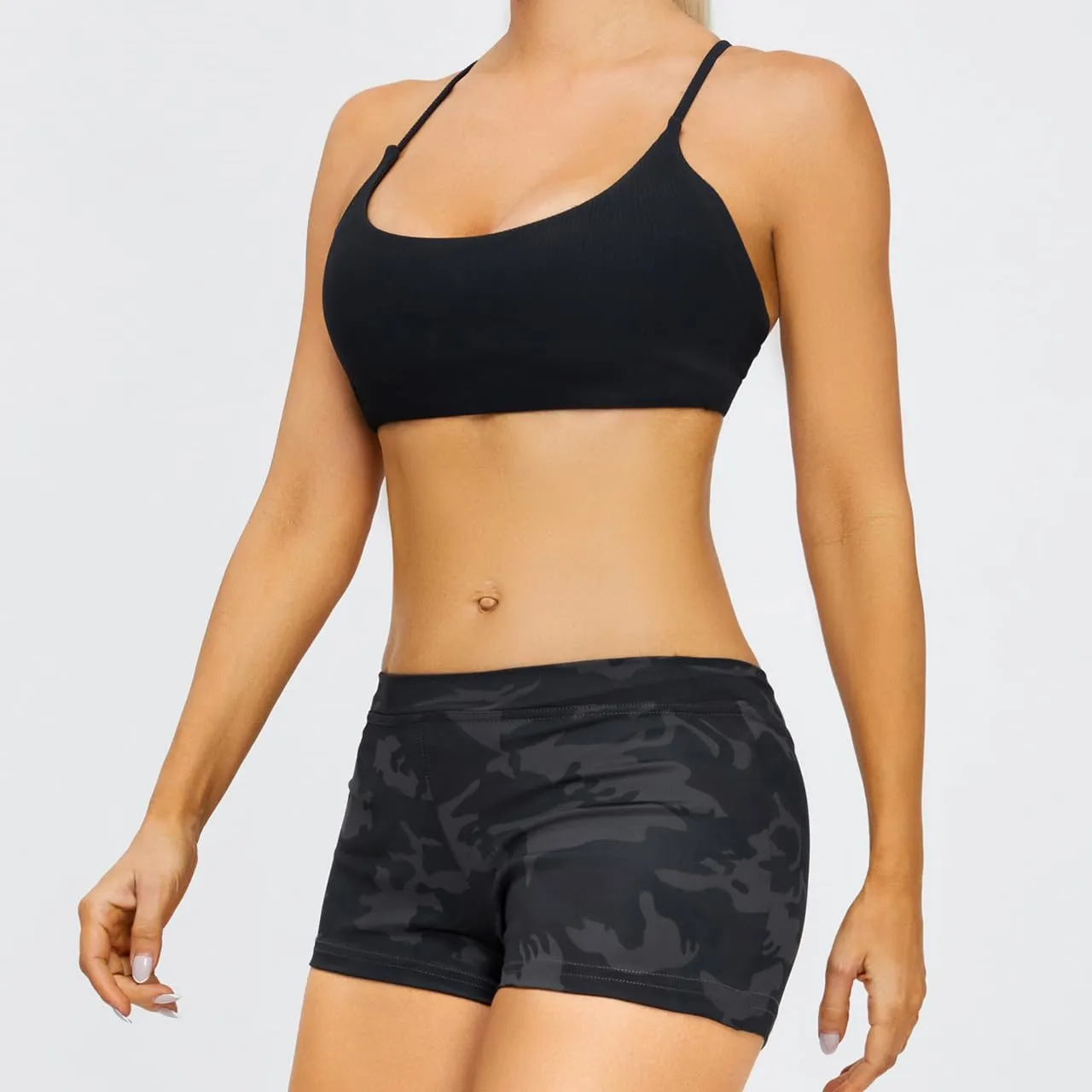SUPRNOWA Boy Cut Low Rise Booty Shorts - Spandex Active Dance Yoga Workout Fitness Shorts for Women