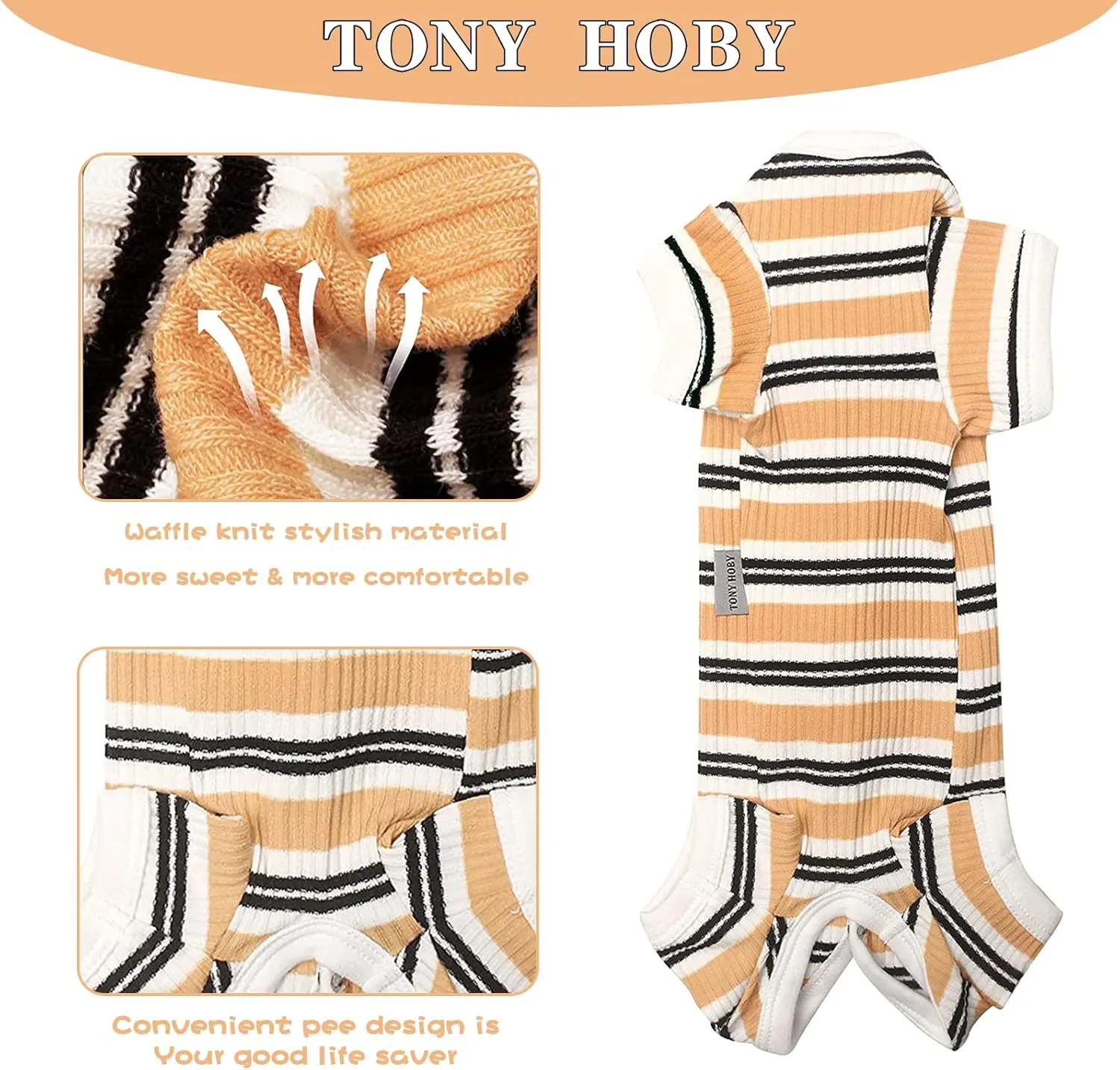 TONY HOBY Dog Jumpsuit Pajamas with Brown Stripe for Small Medium Dog (Brown, Girl, XL)