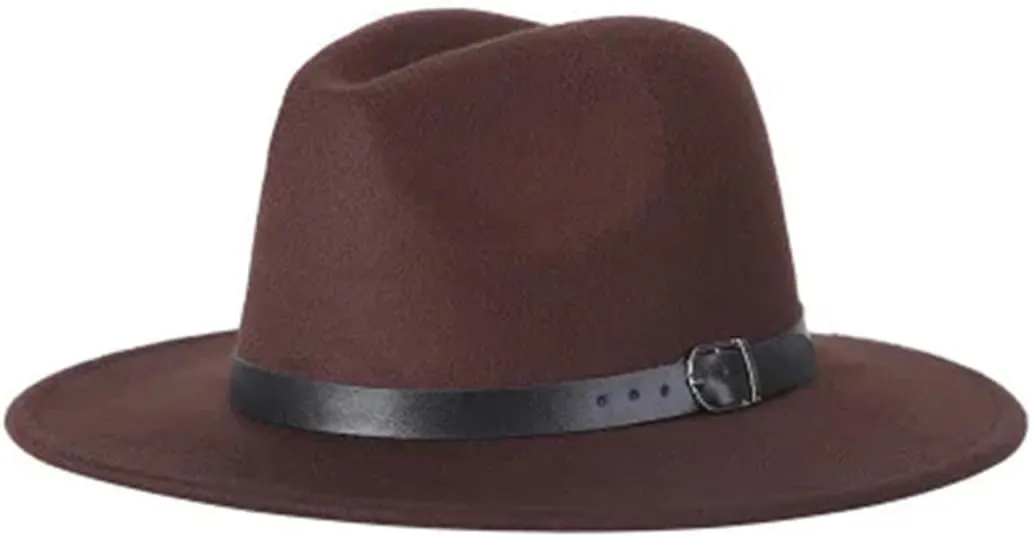 Unisex Fashion Fedoras Hat Wide Brim Belt Woolen Blend Cap Women's Outdoor Casual Sun Hat Men's Jazz Hat