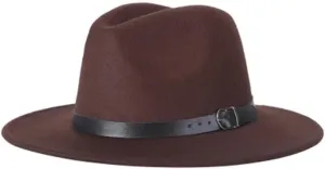 Unisex Fashion Fedoras Hat Wide Brim Belt Woolen Blend Cap Women's Outdoor Casual Sun Hat Men's Jazz Hat