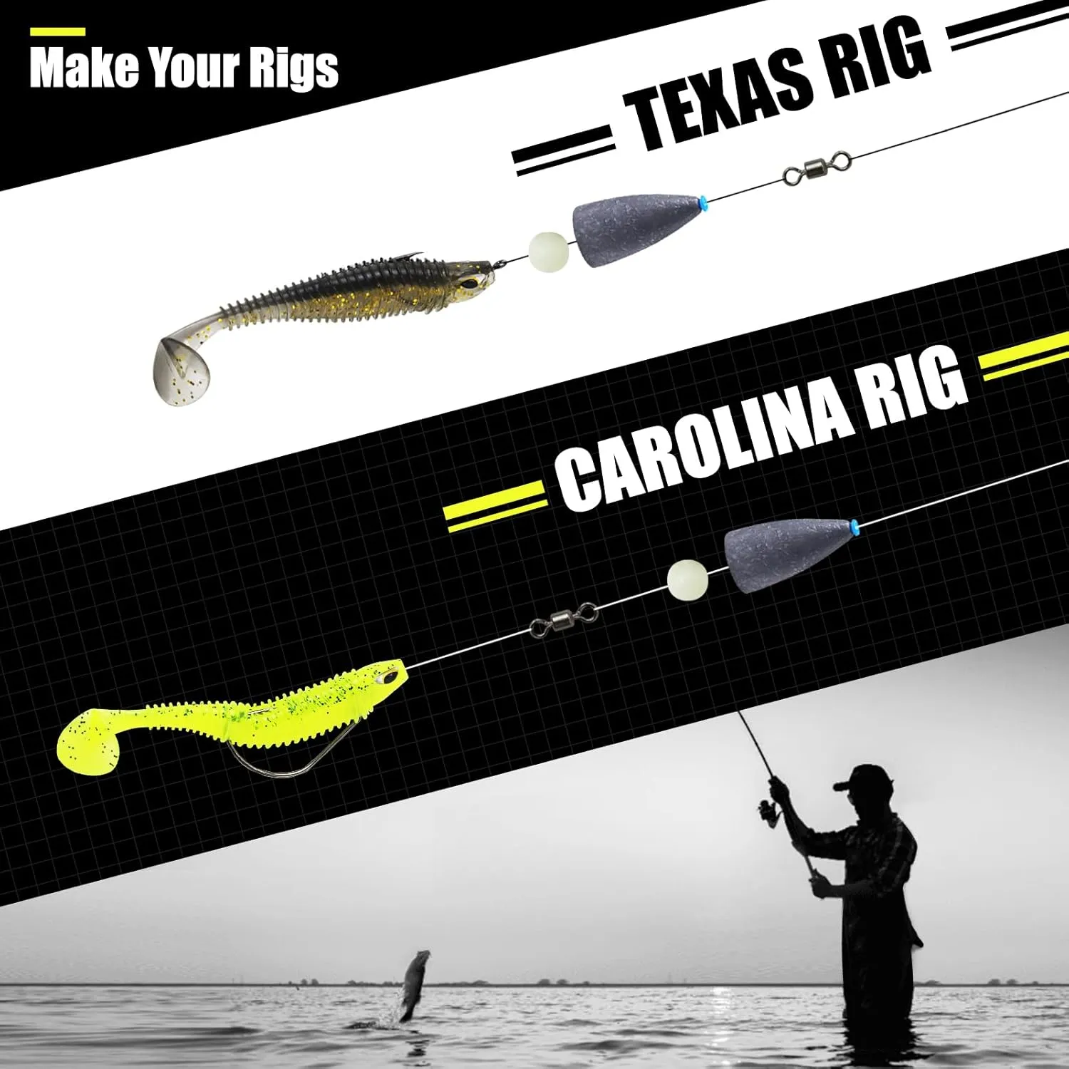 Worm Fishing Weights, Bullet Sinkers with Soft Plastic Insert Includes Weight Pegs, Carolina Rigs Texas Rigs for Bass Fishing 1/8 3/17 1/4 3/8 1/2 1 oz