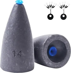 Worm Fishing Weights, Bullet Sinkers with Soft Plastic Insert Includes Weight Pegs, Carolina Rigs Texas Rigs for Bass Fishing 1/8 3/17 1/4 3/8 1/2 1 oz